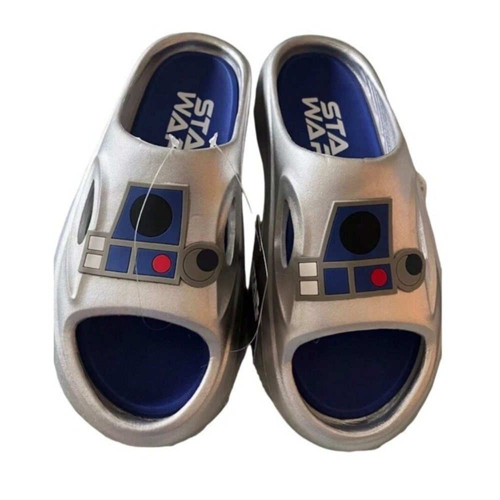 Star Wars Novelty Sport Disney R2 D2 Slides Silver‎ Sandal Mens Size 7 NEW - Picture 3 of 9